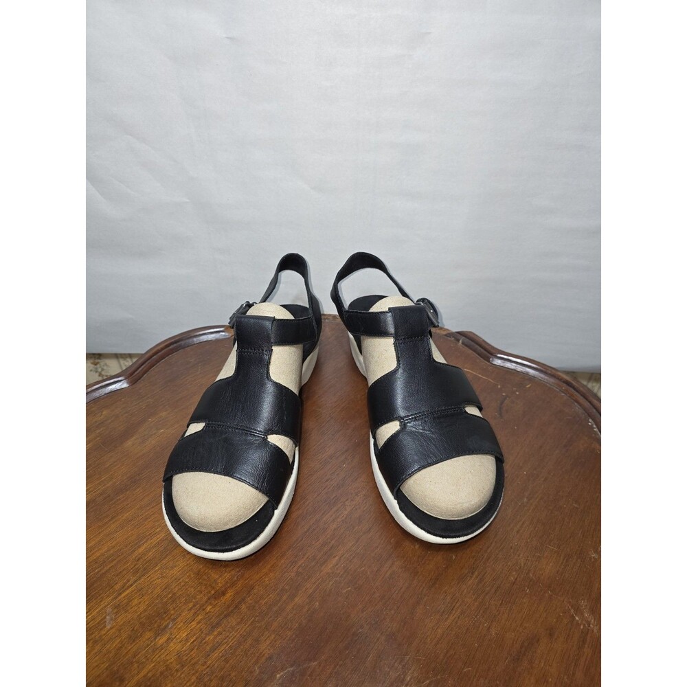 Hush Puppies Dorri Fisherman Sandals Womens 10 Black Leather Comfort Adjustable